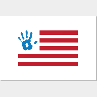 Ink Handprint American Flag Posters and Art